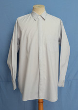 COMME des GARCONS HOMME Hand Stitch Light Gray Solid Cotton Men's Shirt L/S L