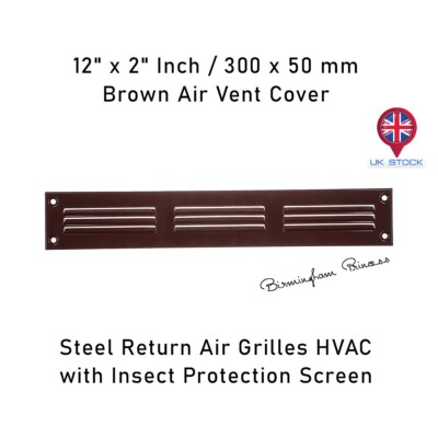 12''x2''/300mmx50mm Braun Lüftungsgitter Abdeckung Stahl Rückluftgitter HVAC Insektenschutz