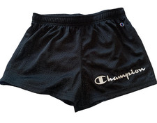 Champion girls mesh athletic script logo shorts in black L 14 