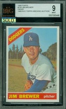 1966 TOPPS LOA # 158 JIM BREWER PROOF BGS 9 MAC SOLO FINEST GRADE $500 CARD *