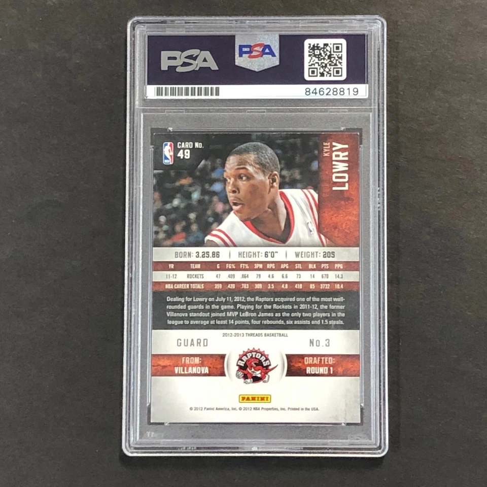 2012-13 Panini Threads #49 Kyle Lowry Signed Card AUTO 10 PSA Slabbed Rockets - Image 2 of 2