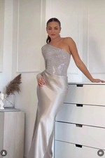 ZARA NEW WOMAN SS23 ASYMMETRIC TULLE BODYSUIT WITH RHINESTONES REF:2712/843 SALE