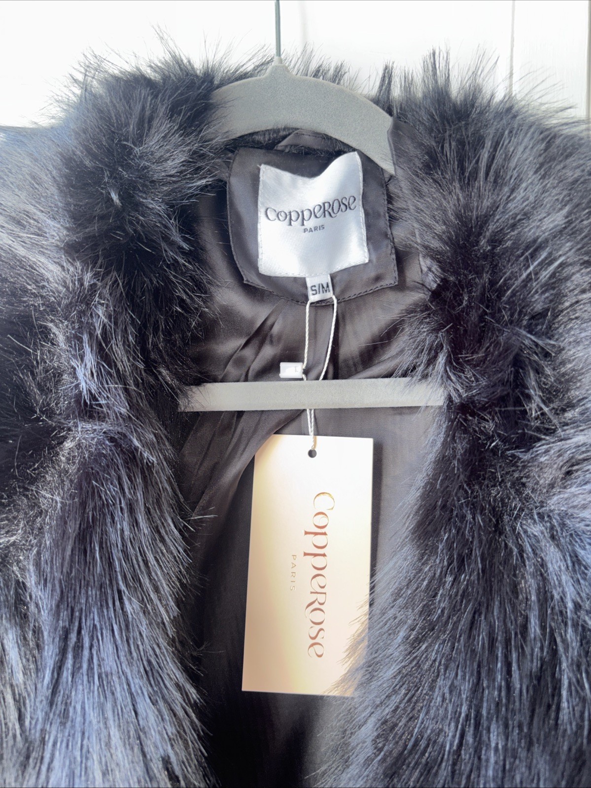 Womens New Copperose (Glamify) Black Faux Fur S/M coat/ Jacket New With Tags image 2