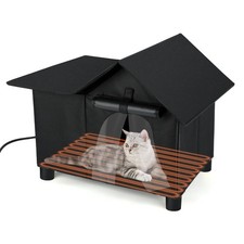 Large Heated Cat House for Outside, Elevated Outdoor Heated Cat House Weather...