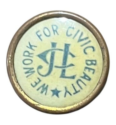 Vintage 1930s Junior Citizens League Pinback Button We Work For Civic Beauty
