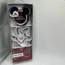 NEW Disney Parks Mickey Mouse Cookie Cutters Metal Set of 3 Black White Red