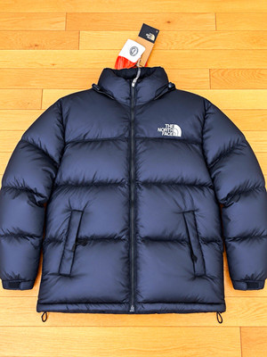 The North Face 700 Down Insulated Puffer Jacket Black Full Zip Logo Men's M