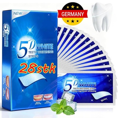 28 Stück Zahnweiß Zahnaufhellung Streifen Whit Strip Weiße Zähne Bleaching 5D DE