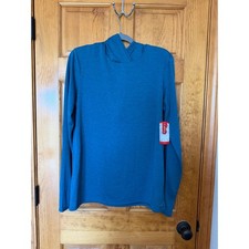 BCG Womens Training Hoodie Teal Blue Heathered Long Sleeve Thumbholes XL New