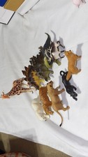 LOT 10 SAFARI ANIMALS DINOSAURS TOYS POLAR BEAR DOG TIGER DEER