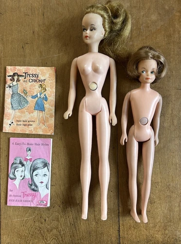 Vintage Tressy And Cricket Doll 1960s Hair Growing Doll No Key Unmarked TLC