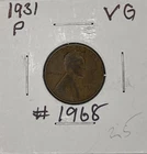 1931-P VG Lincoln Wheat Penny, Item 1968
