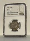 1843 Liberty Seated quarter, NGC MS63, pleasing orig color!