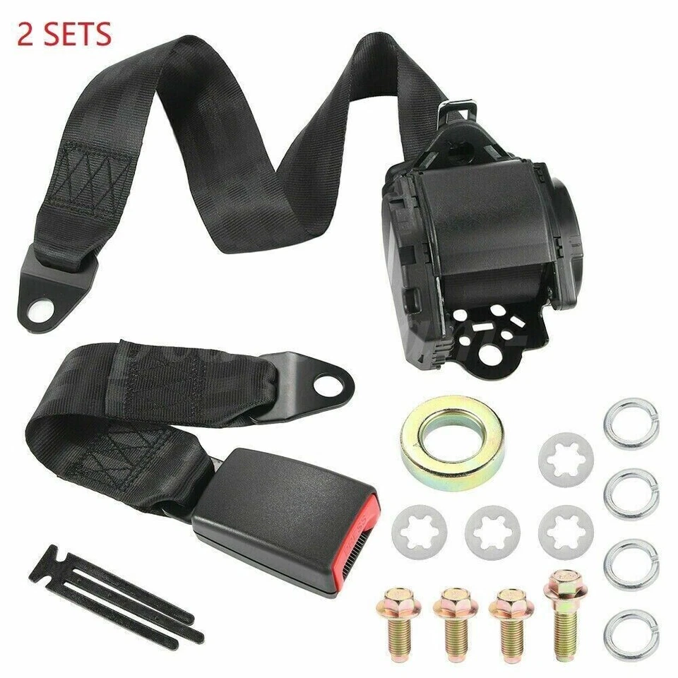 Adjustable 3 Point Seat Belts, Universal Car Retractable Seat Belt Lap Shoulder Foto 2 de 4