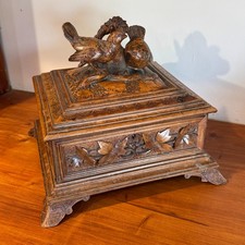 ANTIQUE BLACK FOREST SEWING JEWELLERY TRINKET DESKTOP VICTORIAN WORK BOX GROUSE