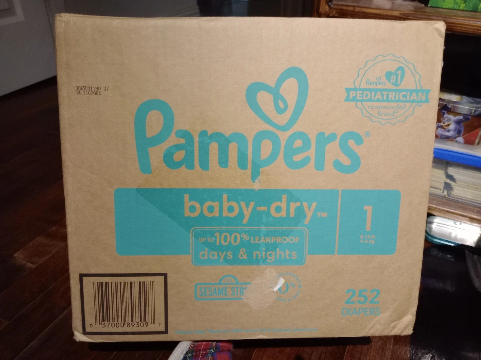 Pampers Baby-Dry Diapers Size 1, 252 Count Sealed bags open box