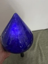 Mid Century Modern tear drop Glass Globe Shade blue   Vintage