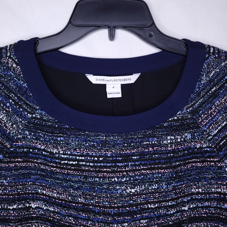 Diane Von Furstenberg Tweed Sweater Petite Colorful Waist Tie - Image 2 of 4