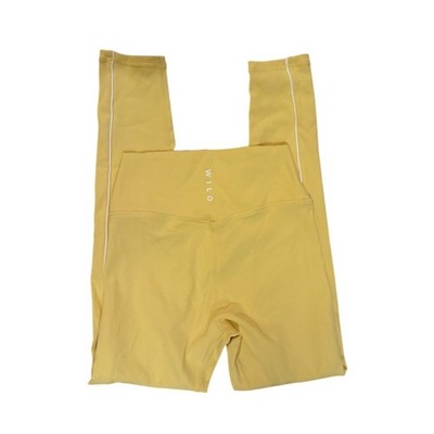 Wilo Leggings Womens Small Yellow High-Waist Ribbed White