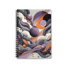 Spiral Notebook Ruled Line Purple Orange Gray Abstract Style Design 1 Gift