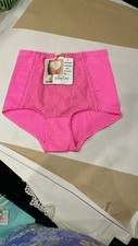 Lady Rina Pink High-Waisted Lace Briefs tummy control Slimming Shape Wear Sz L