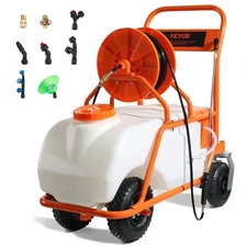 Battery Powered Cart Sprayer 15 Gallon with 126ft Hose Reel for Lawn & Garden