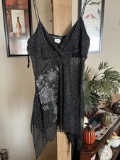 90S Vintage Black Sparkly Tank Top Size XS-small Y2K Glam Rock