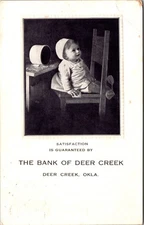 1914 Bank of Deer Creek Oklahoma Postcard Baby Humor Potty Scene Embossed
