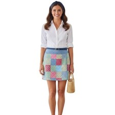 Vineyard Vines Patchwork 100 Cotton Faux Wrap Skirt 4 Nautical Preppy Vacay