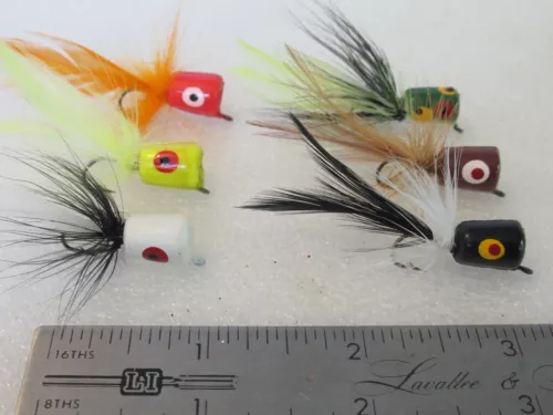 12 Fly Fishing Panfish Poppers Flies Bugs Sz 8 Hook Bluegill Bass Trout Choose