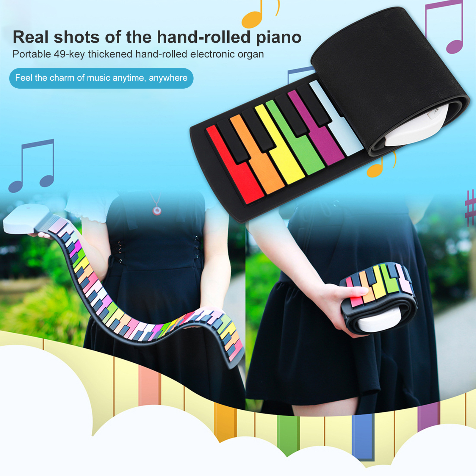 Flexible Rainbow Keyboard Flexibility Long Battery Life Rechargeable Battery