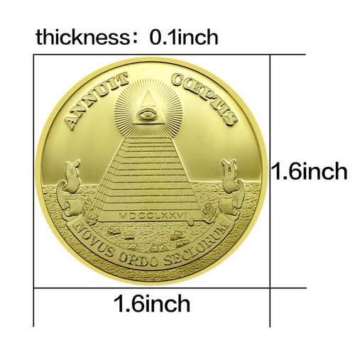 Masonic Coin Commemorative Aall-seeing eye Plated Silver Egyptian God Eyes - Picture 3 of 4