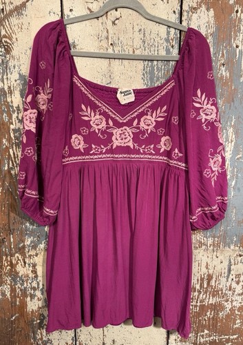 Savanna Jane Embroidered Floral Mini Dress, Purple, size Large - Picture 2 of 7