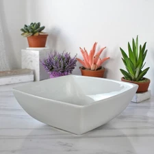 Over and Back White Porcelain Maison Square Cereal Bowl 6 1/4" Wide