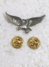 FLYING EAGLE 1-1/2" x 1/2" Pewter Vest / Hat Pin Biker (#8)