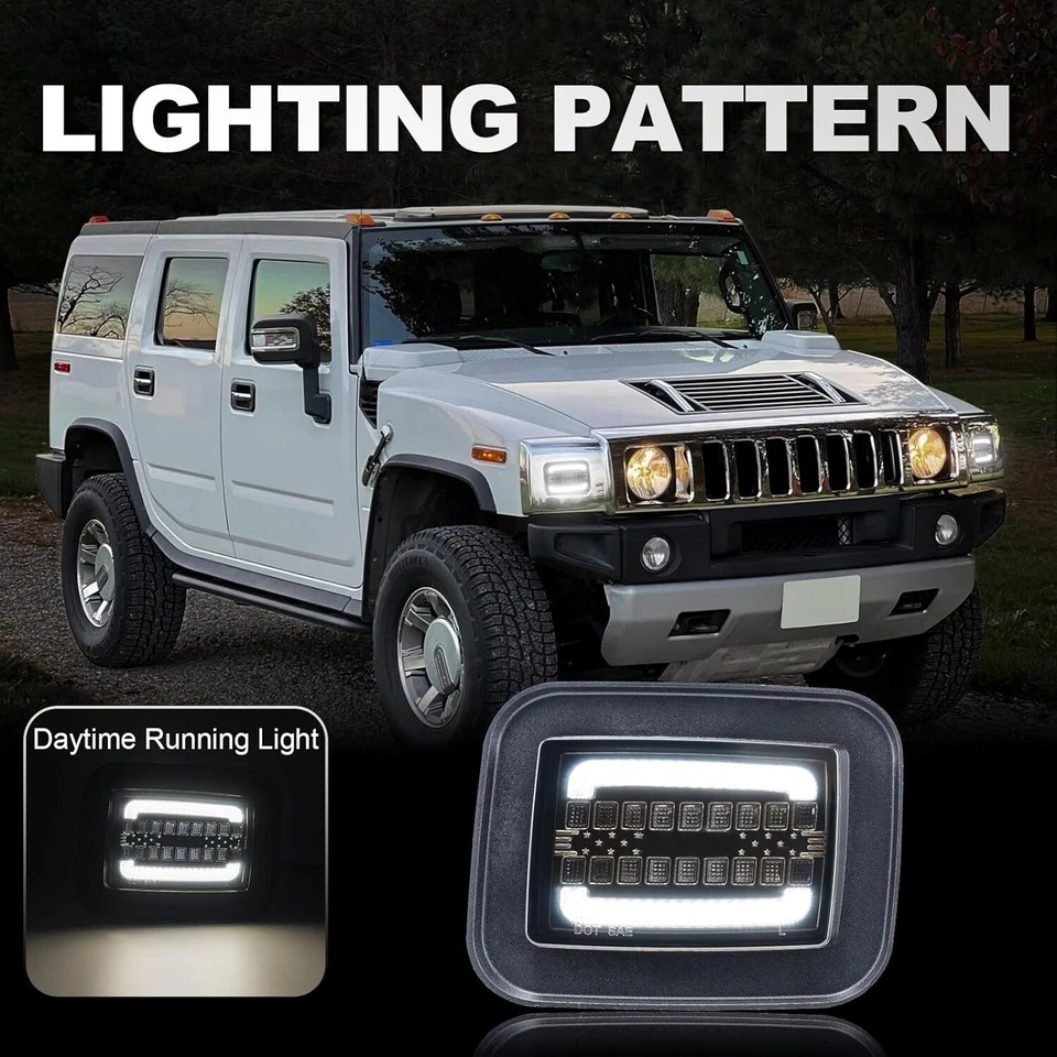 For 2003-09 Hummer H2 SUV SUT SMOKE Front Corner DRL Turn Signal Lights Set of 2 - Image 3 of 4