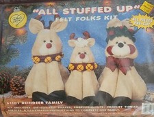 All Stuffed Up 61101 Reindeer Family Felt Folks Kit Vintage USA What's New Ltd