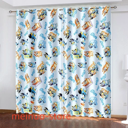 3D Bluey Dog Cartoon Made par grueso oscurecimiento térmico cortina ojal DE - Imagen 4 de 4