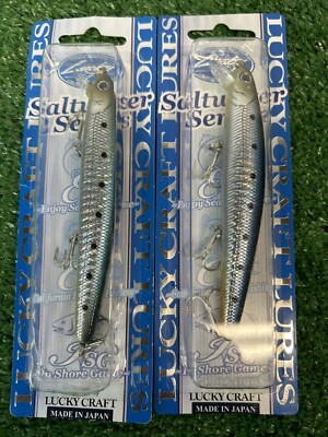 Lot Of 2 LuckyCraft Saltwater Series SW Flash Minnow110 Suspending Zebra Sardine