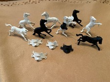 Vintage 1960's Lot of 10 Plastic Horses and 7 Saddles