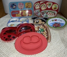 Mixed Lot Of Children’s Plates - Melamine -EZPZ Suction Placemat, Disney, Winter