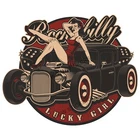 Car Sticker Rockabilly Lucky girl pin up decal motorhome VW van (Choose size)