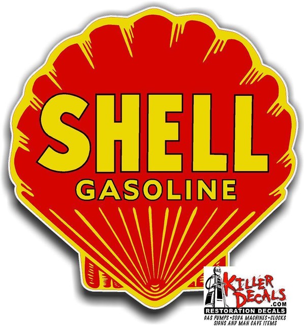 (shell 11) 6" RED SHELL gasoline pump LUBSTER DECAL GAS OIL STICKER eBay