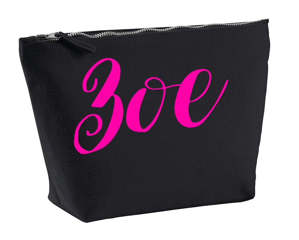 STREETSIDE SURGEONS Zoe Personalisierte Make Up Accessoire Tasche In Schwarz Farbe Neon Pink Make Up