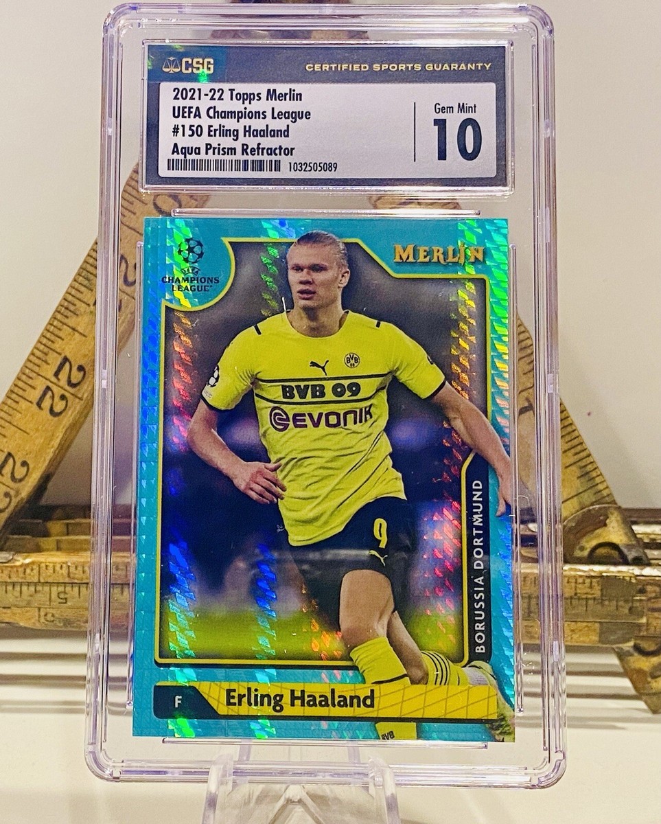 Erling Haaland Topps Chrome リフラクター Erling Haaland 2021-22 Topps Chrome Merlin Aqua Prism