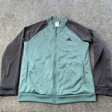 Adidas Youth Full-Zip Track Jacket Blue Floral Long Sleeve Boys Size M