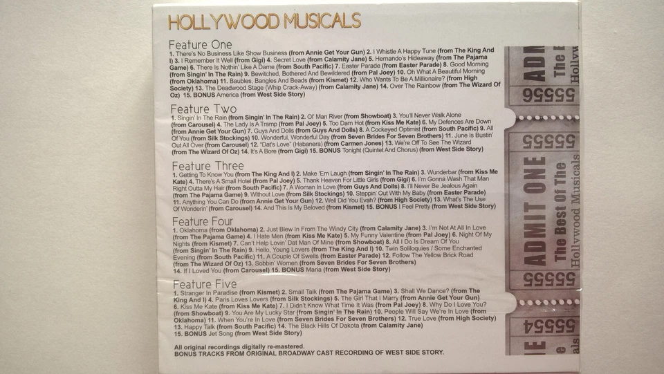 HOLLYWOOD MUSICALS 5 CD Box Set 75 Remastered Songs Original Performers Awesome! - Image 3 of 4