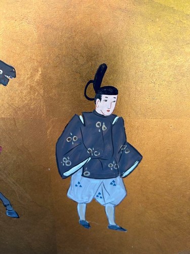 Pantalla Plegable Byobu Oro Edo People Life Panel Japonés H92 x W160cm Montaña - Imagen 9 de 20