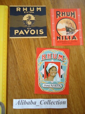 SET 3 ETIKETTEN RUM PAVAOIS NILIA VIRTA EAU DE VIE SPIRITUOSEN ALKOHOL