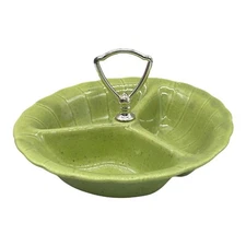 1960 Lane & Co 3000 Divided Candy Nut Dish Van Nuys CA Retro MCM Light Green